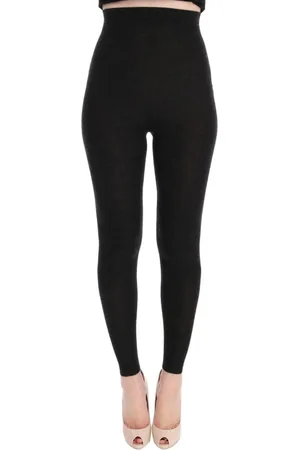 Dolce & Gabbana Bukser, Dame, Sort, XS, Cashmere, Luksus High-Waist Cashmere Strømpebukser