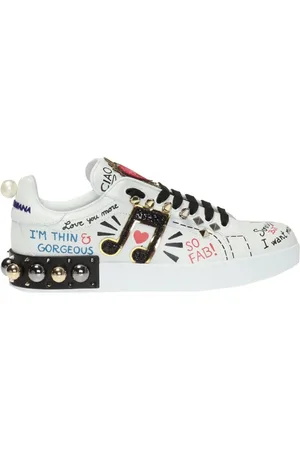 Dolce & Gabbana Sko, Dame, Hvid, 35 EU, Uld, Trykte sneakers