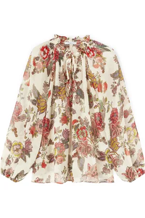 Motivi Bluser & Skjorter, Dame, Flerfarvet, XS, Polyester, Indisk Stil Blomstret Crepe Bluse