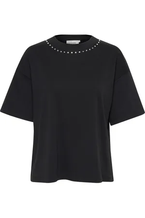 Karen by Simonsen Top, Dame, Sort, XS, Uld, Meteorite Tee Top med Cool Detaljer