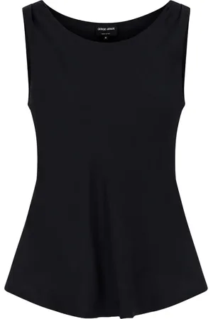 Giorgio Armani Top, Dame, Sort, 2XS, Sort Silke Ærmeløs Top
