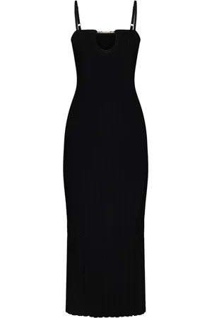 Jacquemus Kjole, Dame, Sort, XS, Uld, Sort Ribstrikket Kjole