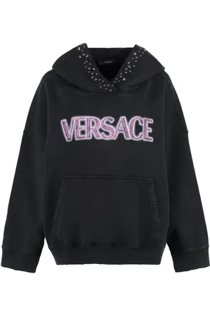 VERSACE Sweathshirts & Hoodies, Dame, Sort, 2XS, Bomuld, Studded Bomuld Hoodie