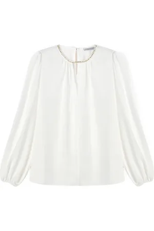 Motivi Bluser & Skjorter, Dame, Hvid, S, Polyester, Elegant Bluse med Krystalpynt