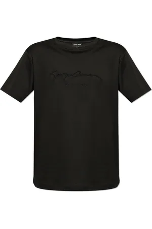 Giorgio Armani Top, Herre, Sort, XL, Bomuld, T-shirt med logo