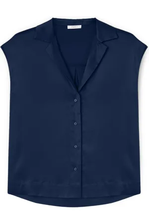 Motivi Bluser & Skjorter, Dame, Blå, L, Satin, Satin Kimono Bluse med Vingesleeves
