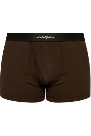 Dolce & Gabbana Undertøj, Herre, Brun, XL, Bomuld, Boxershorts med logo