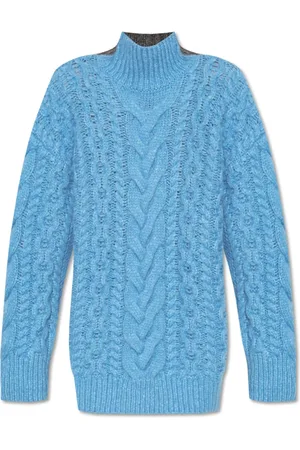 Stella McCartney Strik, Dame, Blå, M, Uld, Uld Turtleneck