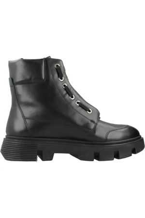 Geox Sko, Dame, Sort, 37 EU, Uld, Stilfulde Lace-up Støvler Vilde