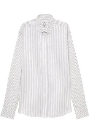 Inès de la Fressange Skjorte, Herre, Hvid, 3XL, Bomuld, Olivier mænds navy og hvid stribet skjorte