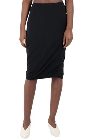 Jil Sander Nederdel, Dame, Sort, M, Tyl, Elastisk, lagdelt knælang nederdel