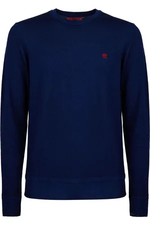Gallo Strik, Herre, Blå, M, Uld, Blå Uld Crew-Neck Sweater
