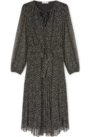 Motivi Kjole, Dame, Sort, S, Polyester, Polkaprik Georgette Midi Kjole