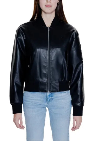 Calvin Klein Jakke, Dame, Sort, M, Læder, Faux Læder Bomberjakke Kvinder
