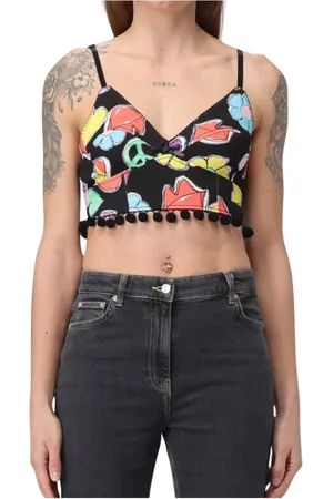 Moschino Top, Dame, Flerfarvet, S, Sort Top til Kvinder