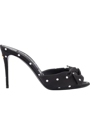Dolce & Gabbana Sko, Dame, Sort, 37 EU, Satin, Polka-Dot Satin Sandaler med Bue Detalje