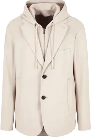 Emporio Armani Jakke, Herre, , L, Polyester, Enkeltbrystet blazer med aftagelig hætte