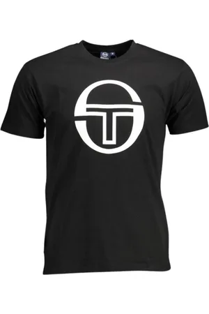 Sergio Tacchini Top, Herre, Sort, M, Sort T-shirt med trykt logo