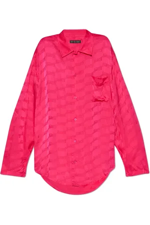 Balenciaga Bluser & Skjorter, Dame, Lyserød, 2XS, Løstsiddende skjorte med monogram