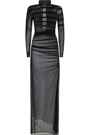 Jean Paul Gaultier Kjole, Dame, Sort, S, Sort Turtleneck Kjole med Flock