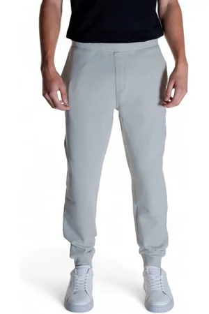 Calvin Klein Bukser, Herre, Grå, XL, Bomuld, Præget Logo Bukser Kollektion Bomuldsblanding