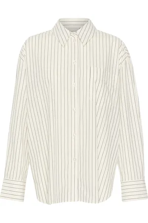 Gestuz Bluser & Skjorter, Dame, Hvid, 2XL, Klassisk Oversize Skjorte Hvid Stribe
