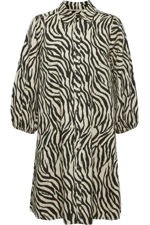 Part Two Kjole, Dame, Sort, L, Bomuld, Zebra Print Kjole Eleinapw Dr