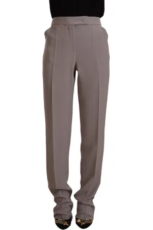 Emporio Armani Bukser, Dame, Grå, M, Uld, Elegant High-Waist Silkeblandingsbukser