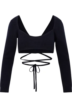 Patou Strik, Dame, Sort, M, Uld, Sort Wrap Strikket Top