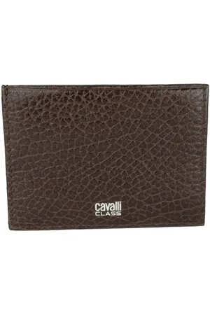 Roberto Cavalli Tilbehør, Herre, Brun, ONE SIZE, Læder, Elegant Læderkortholder i Brun/Sort