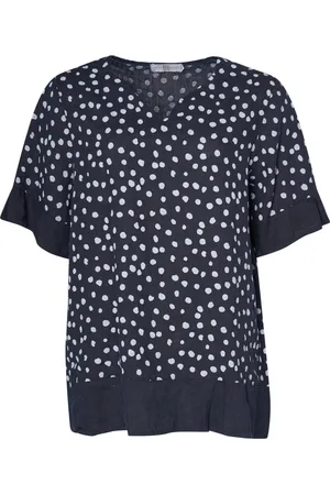 Pont Neuf Bluser & Skjorter, Dame, Blå, 2XL, Linned, Hadil Linnedbluse Navy Blå