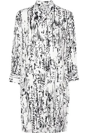 PESERICO SIGN Bluser & Skjorter, Dame, Hvid, 2XL, Satin, Abstrakt Print Satin Skjorte