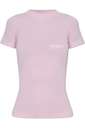 Balenciaga Top, Dame, Lyserød, S, T-shirt med broderet logo