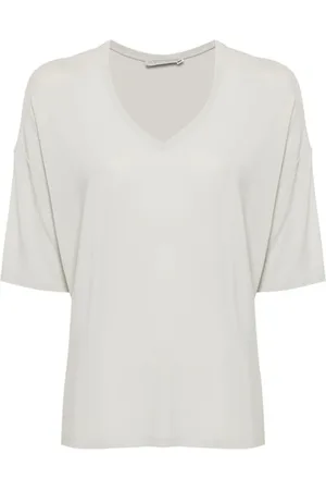 LE TRICOT PERUGIA Top, Dame, Grå, L, Uld, Grå V-udskæring Drop-Skulder T-shirt