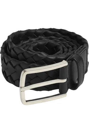 Bottega Veneta Tilbehør, Herre, Sort, 85 CM, Læder, Sort læderbælte med sølvspænde