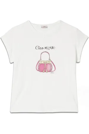 Oltre Top, Dame, Hvid, M, Bomuld, Krystal Print T-shirt Made in Italy