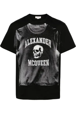 Alexander McQueen Top, Herre, Sort, M, Bomuld, Sort Logo Print Bomuld T-shirt