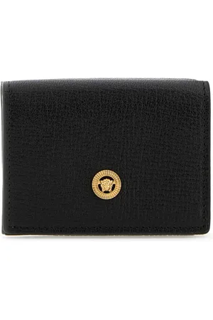 VERSACE Tilbehør, Herre, Sort, ONE SIZE, Uld, Stilfuld Sort Læder Pung
