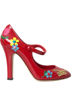 Dolce & Gabbana Sko, Dame, Rød, 40 EU, Læder, Rød Læder Smykket Mary Jane Pumps