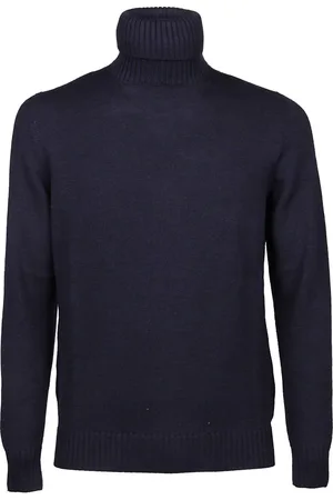 DRUMOHR Strik, Herre, Blå, 2XL, Uld, Turtleneck Sweater