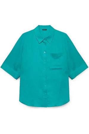 Fiorella rubino Bluser & Skjorter, Dame, Grøn, 4XL, Afslappet pasform i hør og viskose skjorte