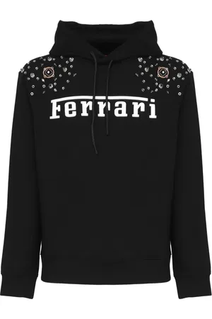 FERRARI Sweathshirts & Hoodies, Herre, Sort, L, Uld, Sort hættetrøje med kontrastlogo