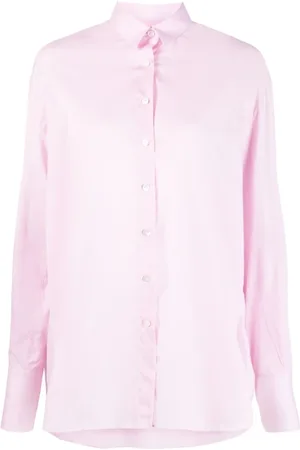 Finamore Bluser & Skjorter, Dame, Lyserød, M, Bomuld, Lyserød Button-Up Skjorte Oversize Ramme