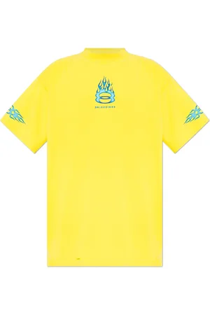 Balenciaga Top, Herre, Gul, XL, Bomuld, T-shirt med logo