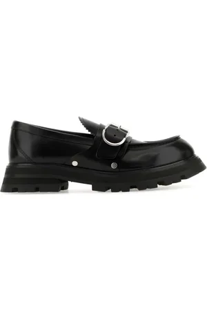 Alexander McQueen Sko, Herre, Sort, 44 EU, Uld, Stilfulde Sorte Læder Loafers