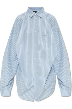 Balenciaga Bluser & Skjorter, Dame, Blå, XS, Bomuld, Stribet mønstret skjorte
