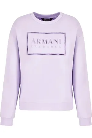 Armani Exchange Sweathshirts & Hoodies, Dame, Lilla, S, Bomuld, Bomuld Crewneck Sweater Lilla