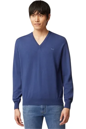 HARMONT&BLAINE Strik, Herre, Blå, M, Bomuld, Blå Bomuld Crewneck Sweater
