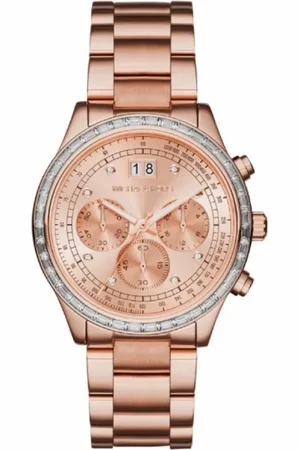 Michael Kors Tilbehør, Dame, Lyserød, ONE SIZE, Uld, Rosaguld Dame Kvartsur
