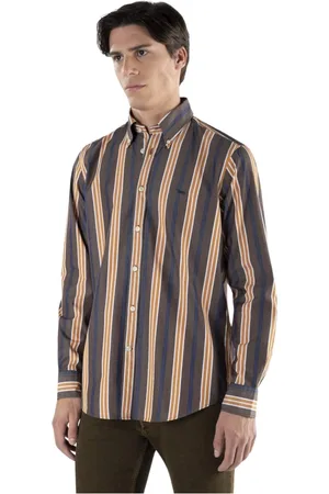 HARMONT&BLAINE Skjorte, Herre, Flerfarvet, S, Bomuld, Stribet Bomuldsskjorte Brun